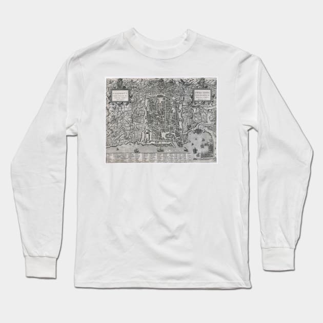 Vintage Map of Palermo Italy (1581) Long Sleeve T-Shirt by Bravuramedia